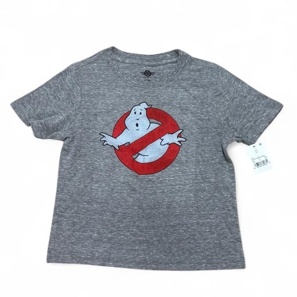 Ghostbusters Graphic Tee Kids 4T Retro Kidcore Streetwear Gray Halloween Casual